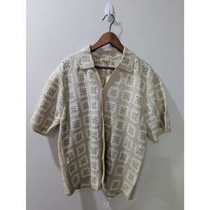 Sandstone Men's Crochet Button Down Shirt NWT